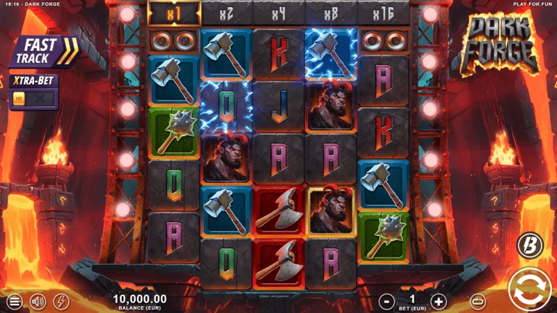 Dark Forge - main game screen with a 4-5-5-5-4 grid